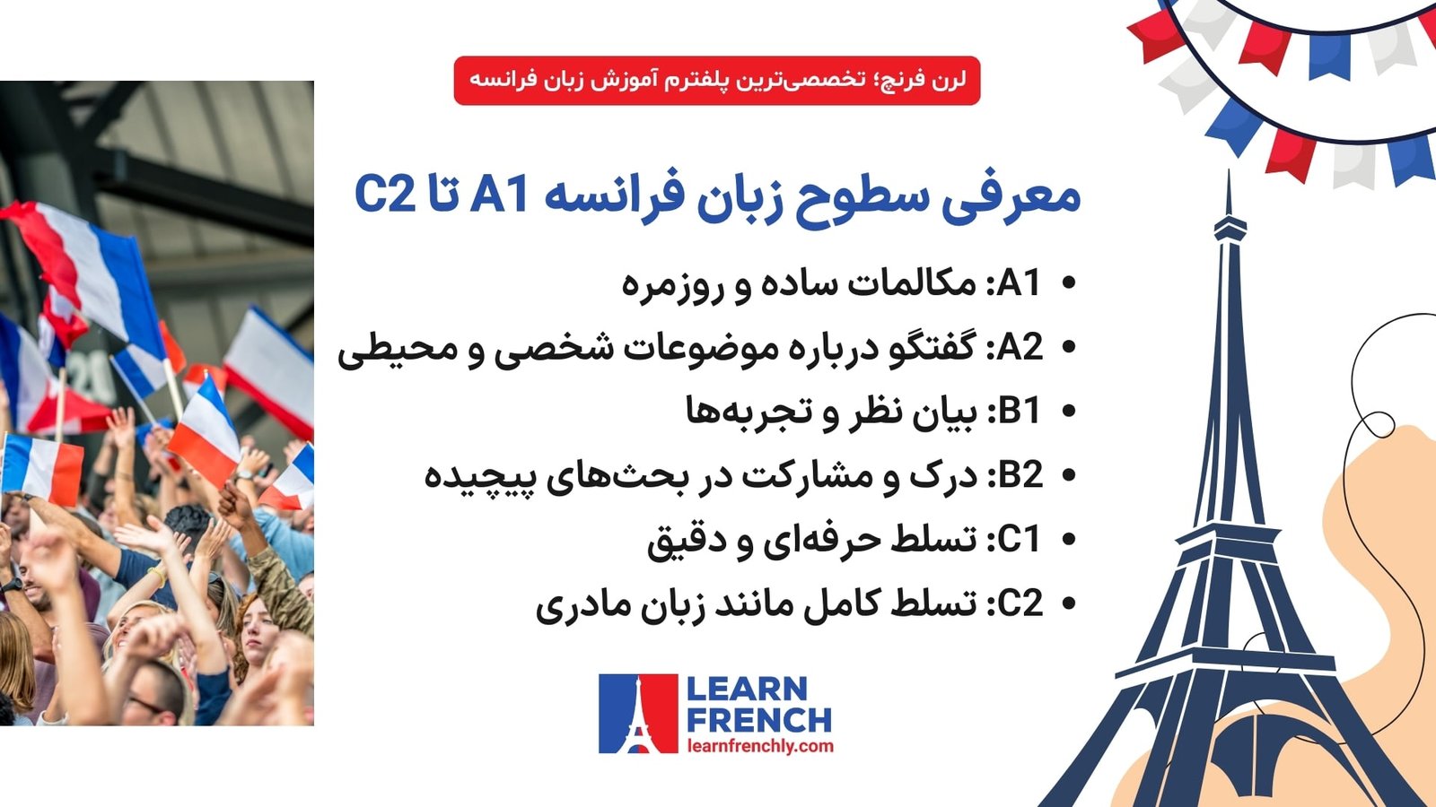 سطوح مختلف زبان فرانسه از مبتدی تا پیشرفته