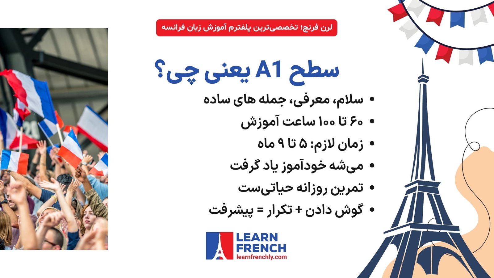  زمان لازم برای رسیدن به سطح A1 زبان فرانسه
